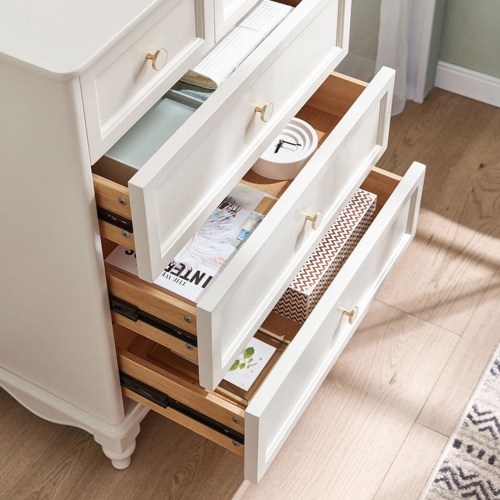 Linspire Wesley Chest of 5 Drawers Tallboy Ivory Storage